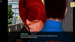 Big tits brunette and redhead in homemade anime game with huge ass