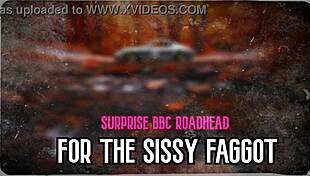 Surprise bbc roadhead for sissy faggot in femdom riding?