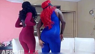 two bbw ebony friends compare their asses