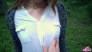 College teen explores forest with asian friends part 2