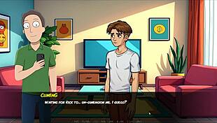 morty's sister feels intense pleasure squirting in the shower during hentai game