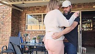 Mutual masturbation with neighbors wife turns into outdoor creampie