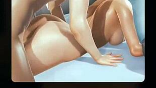 Terjebak dengan kembar dan goth, jadi horny di game hentai ini