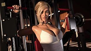 Anime hentai blonde works out at gym with big tits and ass 😏