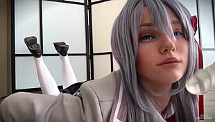 Alya flirts with a dildo while Bella Hentaigirl watches in this homemade toy session.