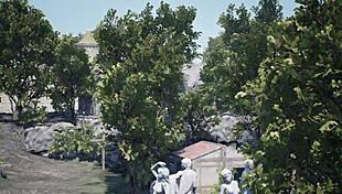 Putain ! La pute médiévale Bernadette suce toutes les bites des gardes