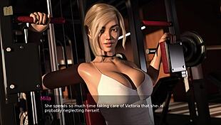 Anime hentai blonde works out at gym with big tits and ass 😏