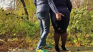 Curvy mother-in-law slips on stockings for me 😏