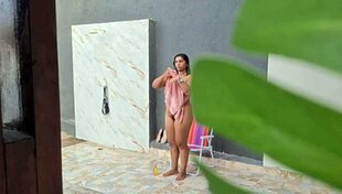 I Caught My Hot Neighbor Taking A Shower In The Backyard After The Beach