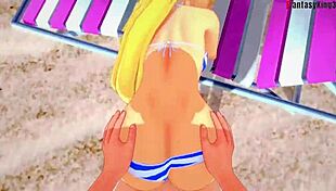marie rose in bikini gets fucked on the beach in this hentai fantasy