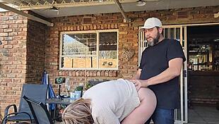 Mutual masturbation with neighbors wife turns into outdoor creampie