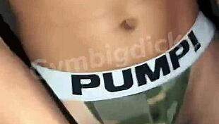 A handsome Asian twink couple fucks bareback in lingerie.