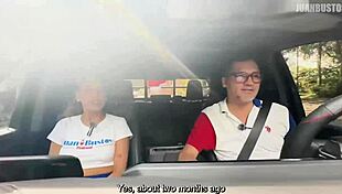 sol peterson demonstrates her skills and tests the machine with juan bustos