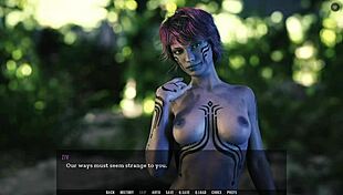 Threesome with two horny MILFs in hentai game sex scene. 🔥