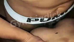 A handsome Asian twink couple fucks bareback in lingerie.