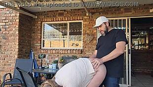 Mutual masturbation with neighbors wife turns into outdoor creampie