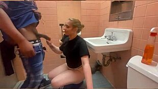 Beautiful big-chested amateur gets choked and creampied in the bathroom