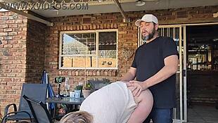 Mutual masturbation with neighbors wife turns into outdoor creampie