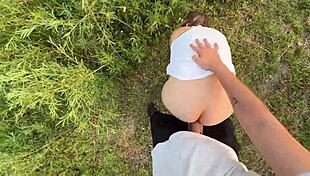 Caught in the park FUCKING AND SUCKING monster cock outdoors