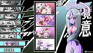 Wild hentai gangbang unfolds in 3D game with futanari and creampie action.