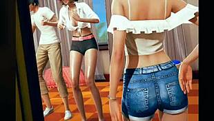 Terjebak dengan kembar dan goth, jadi horny di game hentai ini