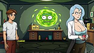 morty's sister feels intense pleasure squirting in the shower during hentai game