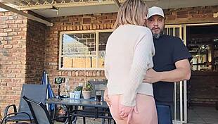 Mutual masturbation with neighbors wife turns into outdoor creampie