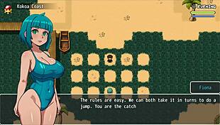 Teen beauty in sexy outfit strips naked in public bath harem game