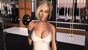 Anime hentai blonde works out at gym with big tits and ass 😏