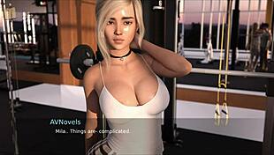 Anime hentai blonde works out at gym with big tits and ass 😏