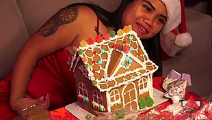 Making a ginger bread house with my gay girlfriend and having fun