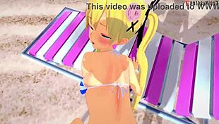 marie rose in bikini gets fucked on the beach in this hentai fantasy
