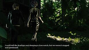 Threesome with two horny MILFs in hentai game sex scene. 🔥