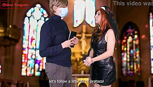 sinful nun rides boss in roleplay, getting cum on tits