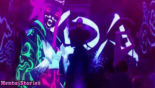 Shy teen's first time sucking cock in the game.