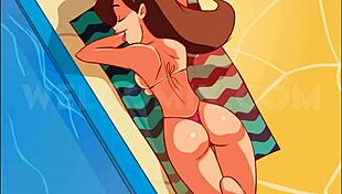 Naughty home animation captures best sex moments during a suntan massage.
