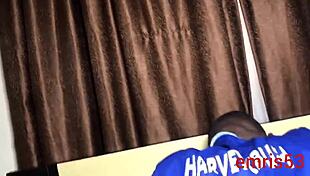 behind the scenes, ebony amateur uses sex toys on big natural tits and ass