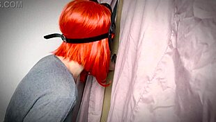 Ginger Girl Discovers Gloryhole for Homemade Teasing Blowjob