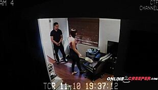 Bound woman endures rough sex recorded by hidden cam at creep's house. Spycam captures every bdsm moment.