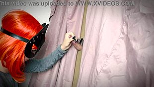 Ginger Girl Discovers Gloryhole for Homemade Teasing Blowjob