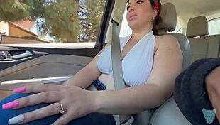 In the car, I flash my big ass to the Uber driver, and he reacts! 😈