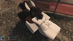 in the game, the bunny rides rough, bouncing with big ass, leading to creampie and masturbation