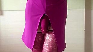 misr4 in burgundy lingerie close up cum