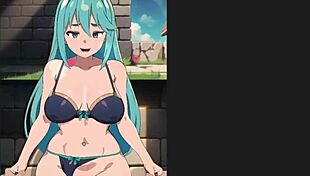 Konosuba Aqua's standing creampie in hentai game.