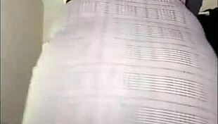 look at that sexy fat ass dancing in fishnets, flashing close up