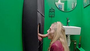 British teen enjoys gloryhole sex and swallows semen