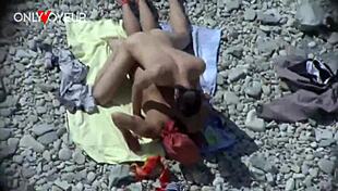 Beach voyeur, curvy milf gives head and gets it from behind in public - you watching?