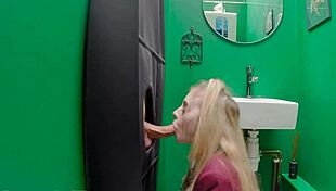 Gloryhole Teen Sucks Cock
