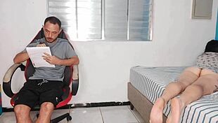 Excited stepsister exposes her fat ass to provoke stepbrother with big cock