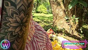 homemade porn by wifebucket - kinky french mademoiselle fucked doggie in forest park